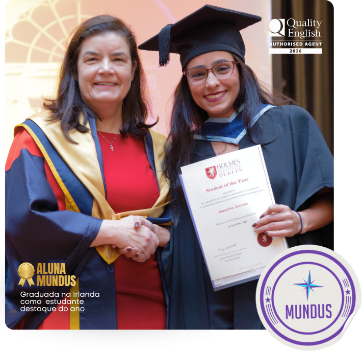 Aluna Mundus graduada na Irlanda como estudante destaque do ano